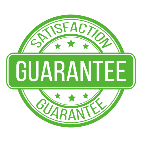 Green satisfaction guarantee stamp badge