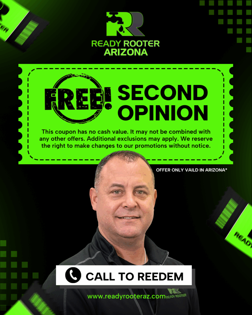 Coupon graphic offering a free second opinion on plumbing work