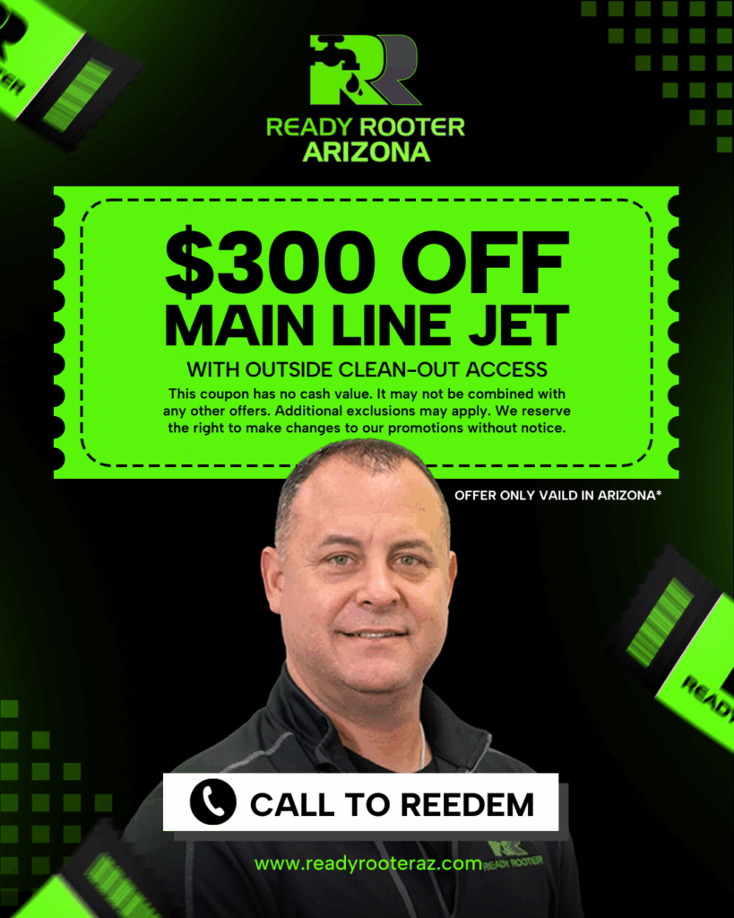 Coupon graphic for 300 dollars off main line jetting