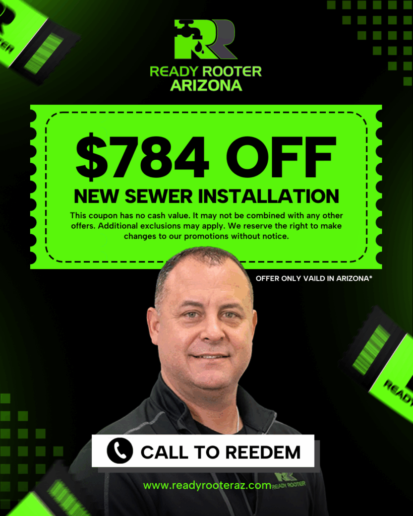 Coupon graphic for 784 dollars off a new sewer installation